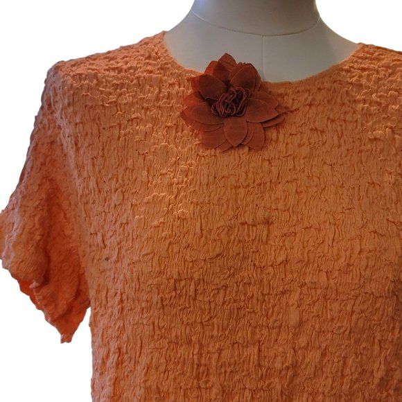 Linden Hill Orange Linen Jacket and Shirt Set Flower Pin Woman's Size XL DH726 - Picture 8 of 8